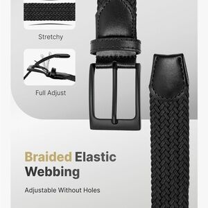 Unisex braided black golf belt big & tall plus 3XL - sports gear